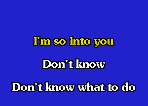 I'm so into you

Don't know

Don't know what to do