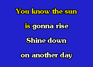 You know the sun
is gonna rise

Shine down

on another day