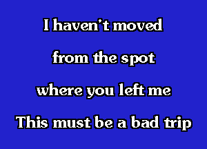 I haven't moved
from the spot
where you left me

This must be a bad trip