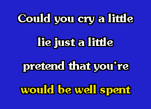 Could you cry a little
lie just a little
pretend that you're

would be well spent