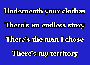 Underneath your clothes
There's an endless story
There's the man I chose

There's my territory