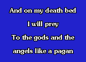 And on my death bed
I will prey
To the gods and the

angels like a pagan