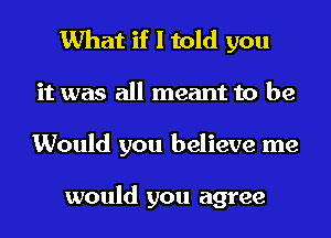 What if I told you
it was all meant to be
Would you believe me

would you agree