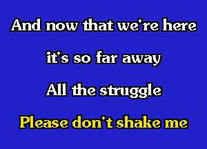 And now that we're here
it's so far away
All the struggle

Please don't shake me