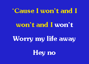 Cause I won't and I

won't and I won't

Worry my life away

Hey no