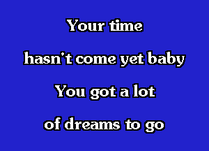 Your 1ime
hasn't come yet baby

You got a lot

of dreams to go