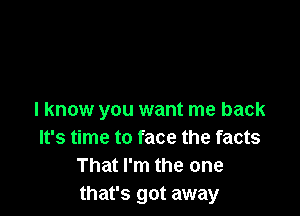 I know you want me back
It's time to face the facts
That I'm the one
that's got away