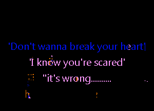 'Don't wanna break your heart1

'I kndw you're scared'

it's wrong ..........