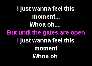 Ijust wanna feel this
moment...
Whoa oh....
But until the gates are open

Ijust wanna feel this
moment
Whoa oh