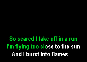 So scared I take off in a run
I'm flying too close to the sun
And I burst into flames .....