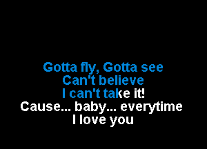 Gotta fly, Gotta see

Can't believe
I can't take it!
Cause... baby... everytime
I love you