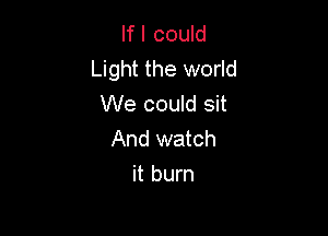 If I could
Light the world
We could sit

And watch
it burn