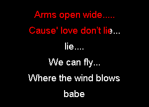 Arms open wide .....

Cause' love don't lie...
Iie....
We can fly...
Where the wind blows
babe
