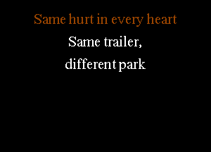 Same hurt in every heart

Same trailer,

different park