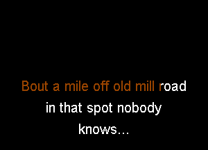 Bout a mile off old mill road
in that spot nobody
knows...