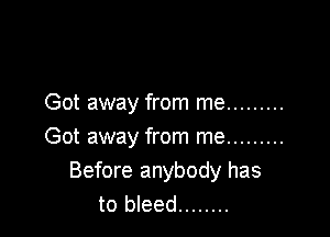 Got away from me .........

Got away from me .........
Before anybody has
to bleed ........