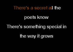 There's a secret all the

poets know

There's something special in

the way it grows