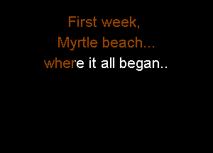 First week,
Myrtle beach...
where it all began.