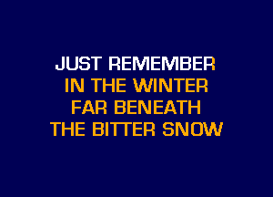 JUST REMEMBER
IN THE WINTER
FAR BENEATH
THE BITTER SNOW

g