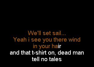 We'll set sail...

Yeah i see you there wind
in your hair
and that t-shirt on, dead man
tell no tales