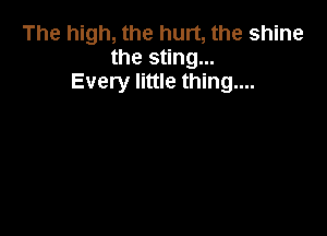 The high, the hurt, the shine
the sting...
Every little thing....