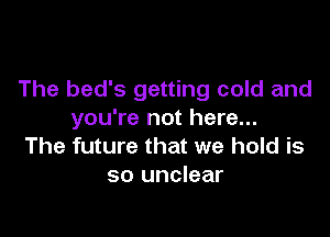 The beds getting cold and

you're not here...
The future that we hold is
so unclear