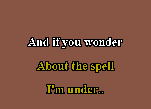 And if you wonder

About the spell

I'm under..