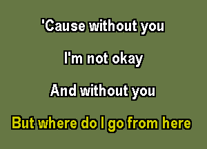 'Cause without you
I'm not okay

And without you

But where do I go from here