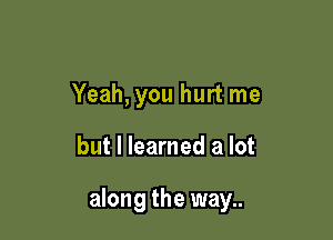 Yeah, you hurt me

but I learned a lot

along the way..