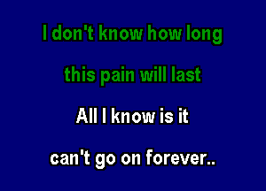 All I know is it

can't go on forever..