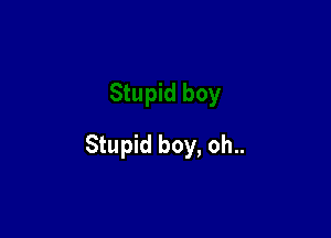 Stupid boy, oh..