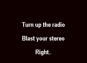 Turn up the radio

Blast your stereo

Right.