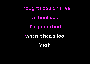 Thought I couldn't live

without you

It's gonna hurt
when it heals too
Yeah