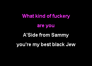 What kind offuckery

are you

A'Side from Sammy

you're my best black Jew