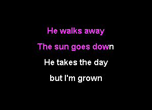 He walks away

The sun goes down

He takes the day

but I'm grown