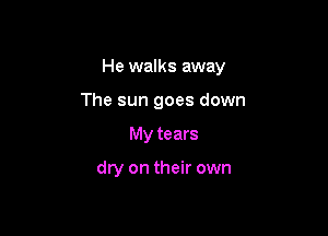 He walks away

The sun goes down
My tears

dry on their own