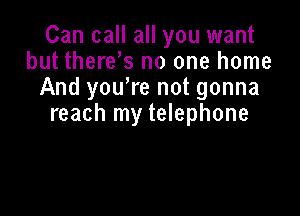 Can call all you want
but thereos no one home
And you're not gonna

reach my telephone