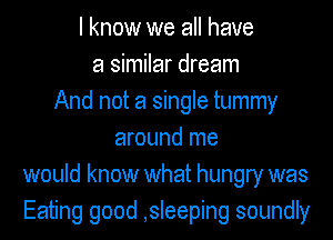 I know we all have
a similar dream
And not a single tummy
around me
would know what hungry was
Eating good ,sleeping soundly