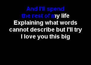 And I'll spend
the rest of my life
Explaining what words
cannot describe but I'll try

I love you this big