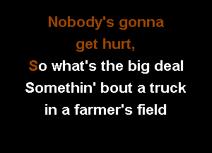 Nobody's gonna
get hurt,
So what's the big deal

Somethin' bout a truck
in a farmer's field