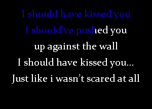 I should have kissed you
I should've pushed you
up against the wall
I should have kissed you...

Just like i wasnlt scared at all