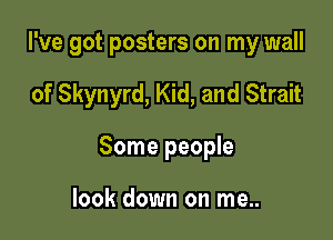 I've got posters on my wall

of Skynyrd, Kid, and Strait
Some people

look down on me..