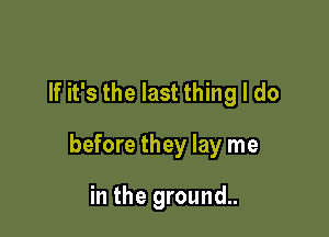 If it's the last thing I do

before they lay me

in the ground..