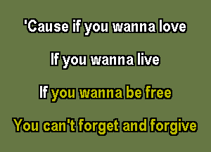 'Cause if you wanna love

If you wanna live

If you wanna be free

You can't forget and forgive