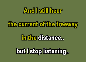 And I still hear
the current of the freeway

in the distance

but I stop listening..