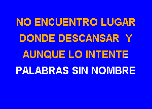 N0 ENCUENTRO LUGAR
DONDE DESCANSAR Y
AUNQUE L0 INTENTE

PALABRAS SIN NOMBRE