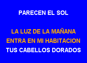 PARECEN EL SOL

LA LUZ DE LA MANANA
ENTRA EN MI HABITACION
TUS CABELLOS DORADOS