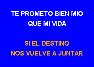 TE PROMETO BIEN MIO
QUE Ml VIDA

SI EL DESTINO
NOS VUELVE A JUNTAR