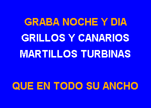 GRABA NOCHE Y DIA
GRILLOS Y CANARIOS
MARTILLOS TURBINAS

QUE EN TODO SU ANCHO