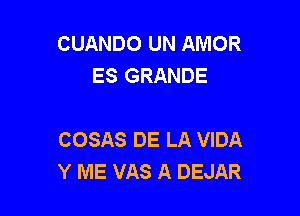 CUANDO UN AMOR
ES GRANDE

COSAS DE LA VIDA
Y ME VAS A DEJAR